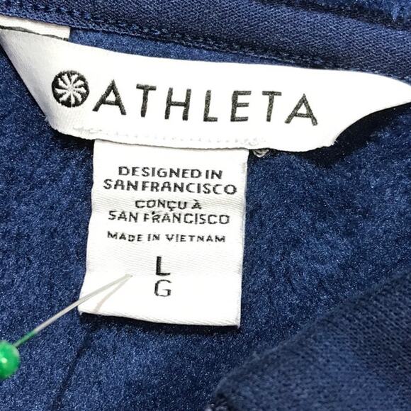 Athleta Blue High Neck Long Sleeve Cozy Pullover Womens Sweatshirt L - Picture 3 of 9